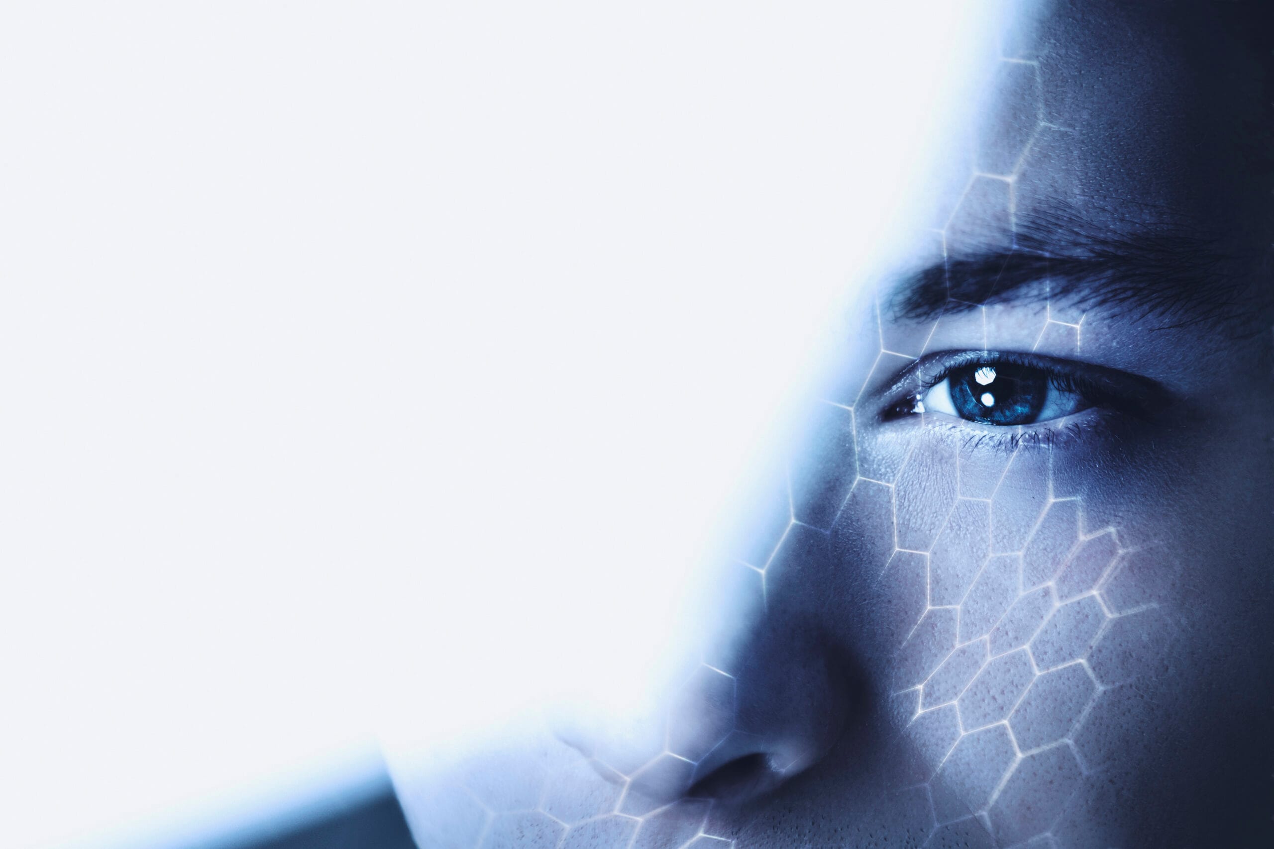 man-looking-through-glass-business-vision-blockchain-technology-digital-remix