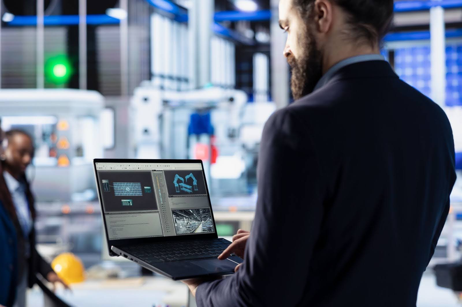 AI in fintech back-office automation system displayed on laptop for financial data processing and operational efficiency